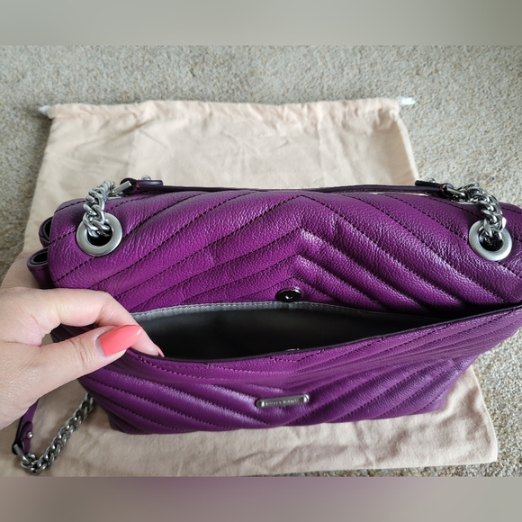 Nwt rebecca minkoff viola edie flap leather convertible chevron bag - Picture 9 of 12